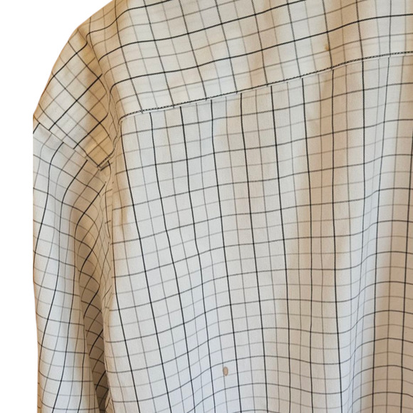 Eddie Bauer Plaid Button Down Wrinkle Free Relaxed Shirt White Men's Large Tall - Picture 7 of 7
